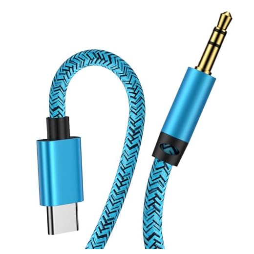 USB C to 3.5mm Audio Aux Jack Cable 3.3FT for Samsung Galaxy S25 FE/S25 Ultra/S24 FE/S23/S22/S21,Type C to 3.5mm Stereo Jack Cable Nylon Braided for iPhone 17 Pro Max 17 16 Pro 16e 15 Pro Max 15,Blue