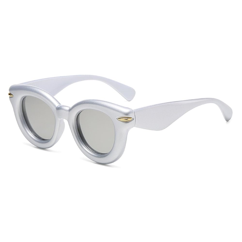 Lunettes de soleil à bulles ovales à rivets au design géométrique simple - 6