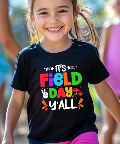 Image of Kids Toddler Boys Girls Field Day T-Shirt Kindergarten Student Funny Short Sleeve Cotton Tee Tops(Black,3T)