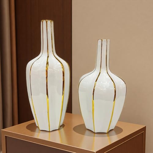 Vase à fleurs élégant en céramique dorée, cadeau d'anniversaire idéal - 8