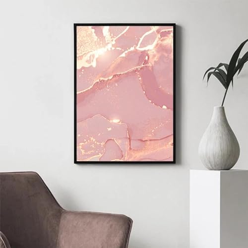 Affiche d'art mural abstrait marbre rose doré 80x110cm triptyque sans cadre - 4