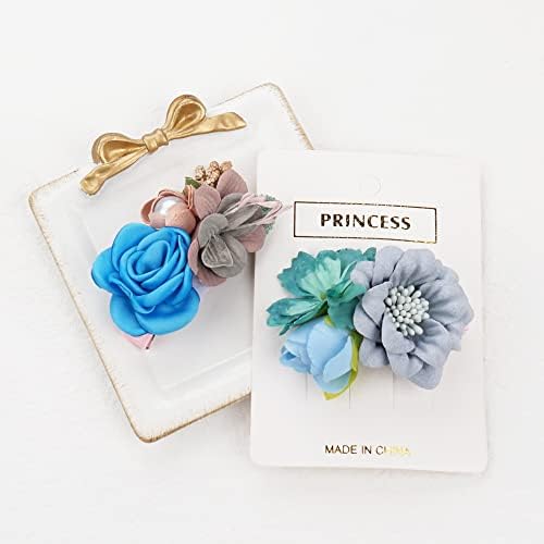 JOYOYO 6 Pcs Girls Flower Hair Clips Baby Hair Clips Flora Hair Clips for Baby Girls Toddler Girls Hair Bows Boutique Craft Flower Bows for Little Girls, 3 Inch Hair Clips for Girls