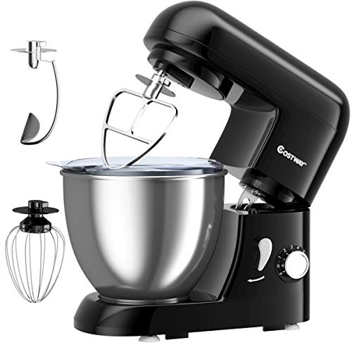 1300W Küchenmaschine 4L Knetmaschine, Rührmaschine 6 Stufen, Teigmaschine mit Edelstahl Rührschüssel, Knethaken, Schneebesen und