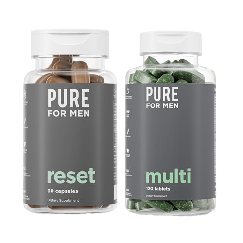 Pure for Men Multivitamin, 120 Capsules & Reset Detox Supplement, 30 Capsules