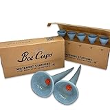 Bee Cups 5 Pack, Bee Watering Station, 100% Handmade Porcelain, Bee and Butterfly Feeder for Garden, Outdoor Feeders for Thirsty Pollinators, Plastic Free, Bee Attracting Glaze (5, Morning Glory)