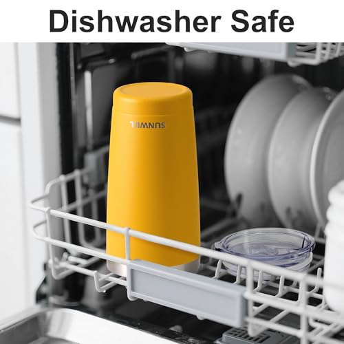 Image of SUNWILL Travel Coffee Tumbler 20 oz, Insulated Mug with Lid, Stainless Steel Cup for Hot and Cold Drinks, Powder Coated Yellow