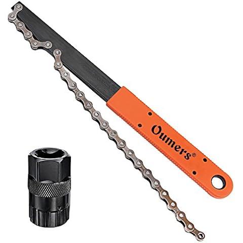 Oumers Bike Chain Tools Kit, Upgrade Rotor Lockring Removal Wrench & Chain Whip with Cassette/Bicycle Flywheel Remover Sprocket Remover Tool Pack Cover