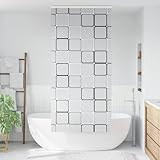 Gecheer Duschrollo mit Kassette 90x240 cm Stoffbreite 86 cm Quadratisch, Wasserdicht Badewannenvorhang Duschvorhang mit Seilzug4015044