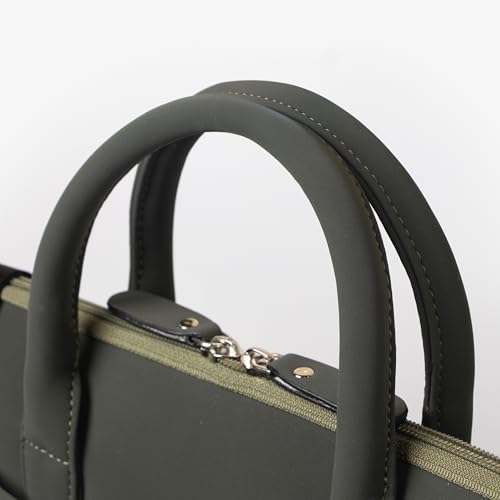 Image of Bellblock Sleek Messenger Laptop Bags For Men /Women Office Use | Travel Friendly With Luggage Strap | Office Bag For Man /Woman | Cotton Canvas | Olive Green (Upto 14 Inch)