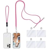 TIESOME 2 Stück Handykette Universal mit 4er Transparente Ersatz, Handy Band Zum Umhängen Verstellbares Telefonband für alle Smartphone Umhängeband für Meisten Handyhüllen (rosa)