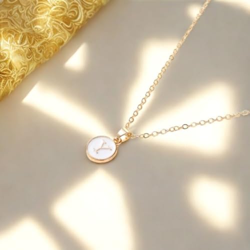 Image of Giftana Alphabet Locket with Chain, White Enamel Letter A-Z Pendant Necklace for Girls, Personalized Initial Name Gold Plated Pendant Necklace Gift for Girlfriend, Valentines Day Gifts for Woman