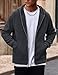 Herberton Men's Fashion Solid Hoody Cozy Comfort Hoodie Zipper Corduroy Long Sleeve Zip Full Zip Retro Coat Charcoal XXL