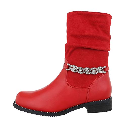 Ital-Design - Botines para Mujer, Color Rojo, Talla 39 EU