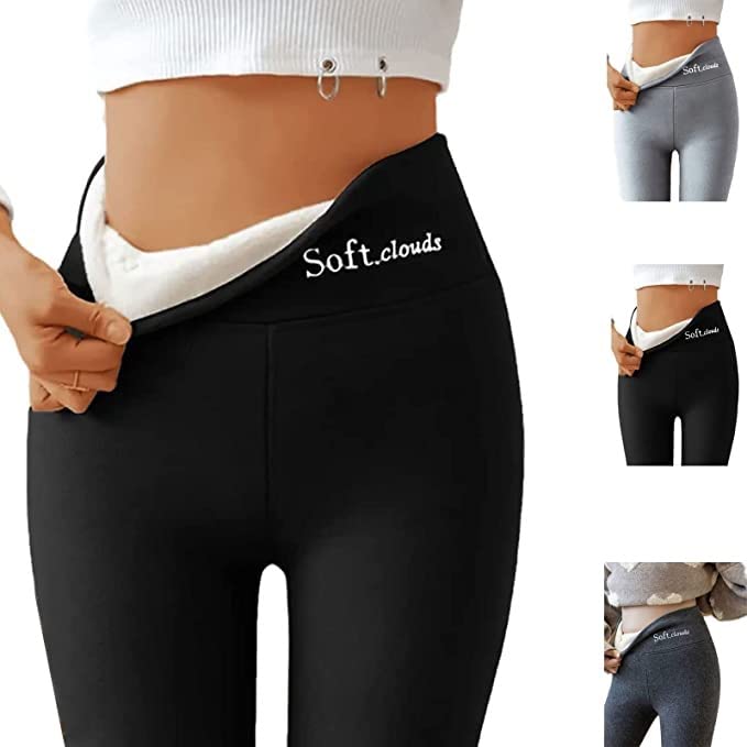 Legginsy Z Podszewką Damskie Zimowe, Legginsy Termiczne Dla Kobiet Z Wysokim Stanem Ciepłe Podszyte Polarem Spodnie Do Joggingu Spodnie Dresowe Nastoletnie Dziewczęta Długie Sportowe Bawełniane