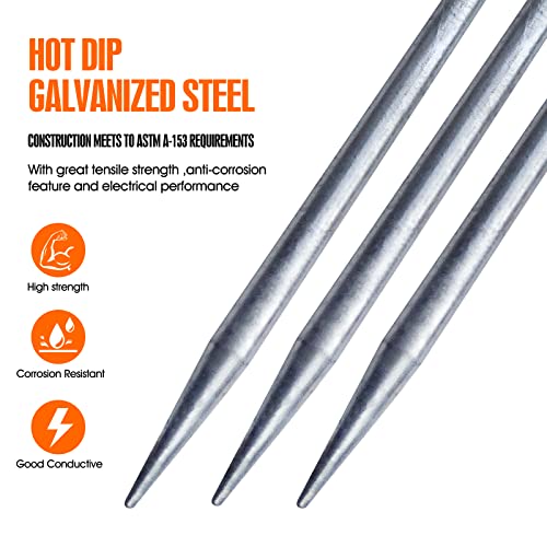 5/8" Ground Rod - Insulated T-Handle Grounding Stake Galvanized Earthing Rod Electrode, Great For Lightning Protection,Electric Fences,Antennas,Instruments,Generator,Other Grounding Needs #TOP3