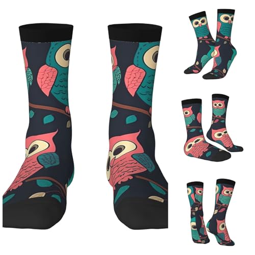 LZQPOEAS Cute Owls Athletic Socks Unisex Cushioned Crew Socks Hiking Running Calf Sock Soft Above Ankle Sock
