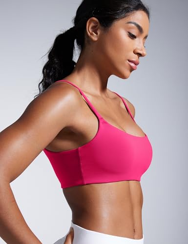 Image of CRZ YOGA Butterbreeze Scoop Neck Sports Bras | Medium Support, Removable Pads, Training, Fast Dry, Spaghetti Straps, U Back, for Women