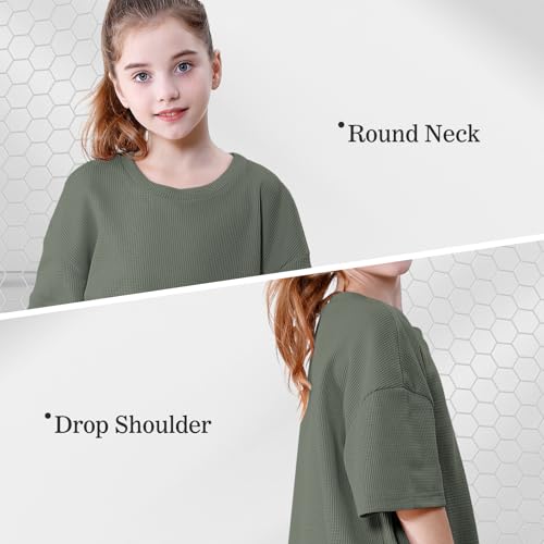 Image of DREAM BUS Girls T-Shirts and Shorts Set 2 Pieces Teen Girls Summer Matching Outfit Solid Trendy Clothes for Little Girl