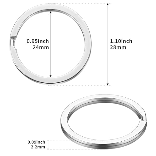 Image of Gkeygo Key Rings, 12 pcs Stainless Steel Key Ring for Keychains, 1.1inch Flat Split Keychain Ring for Car Keys Dog Ring Tag Lanyards Home School Office DIY, Silver