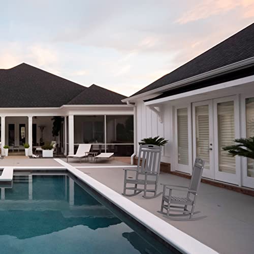 Polydun Patio Rocking Chairs, Poly Lumber Rocking Chairs For Outside With High Back, Wide Rocking Chair Outdoor, All-Weather Front Porch Rocker For Both Outdoor And Indoor, Slate Gray #TOP6