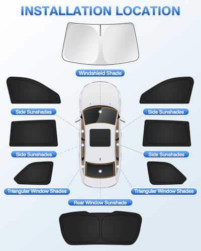 Image of Canvcle Windshield Sun Shade for 2022-2025 2026 Jeep Grand Cherokee Accessories Sunshade Side Rear Window Shade Cover Sun Visor Shield Privacy Protection Keep Vehicle Cool Black 8PCS