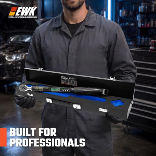 Image of EWK 3 /8 Inch Drive Digital Torque Wrench 5-100 ft-lbs (6.8-135 Nm) | IS0 6789, ±1.5% clockwise / ±2.5% counterclockwise, LCD Display, LED Buzzer Vibration Alert, 30 Memory Values