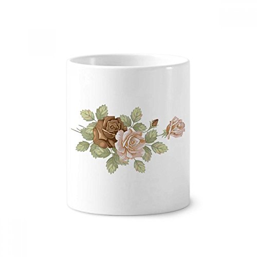 Céramique porte-brosse à dents fini le désordre avec ce gobelet roses blanches