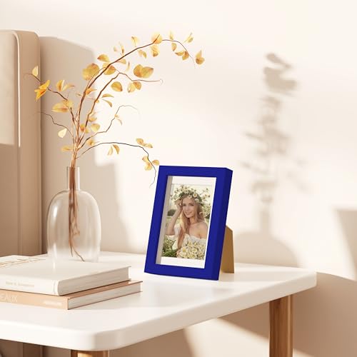 decorUhome 4x6 Picture Frame Set of 10, Display Photos 3.5x5 with Mat or 4x6 Unmatted for Picture Frames Collage Wall Decor, Royal Blue