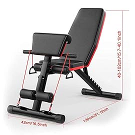 Yizc Abs Bench Flat Fitness Bench Weight Press with Fitness Rope,Home Gym Adjustable Weight Bench,Sit Up Incline Workout Bench for Full Body Exercise