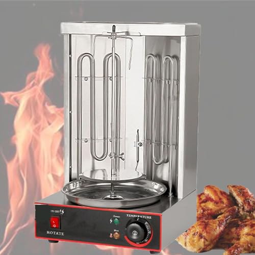 DJCDDM Commercial Machine, Doner Kebab Machine, Vertical Rotisserie Oven Grill, Rotisserie Machine, Electric Vertical Broiler with 2 Burners