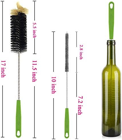 Bottle Brush,Long Bottle Cleaning Brush 17" Extra Long Brush+Straw brush,for Washing Narrow Neck Beer, Wine,baby Bottle,Kombucha,Water Bottles,Decanter Bottles