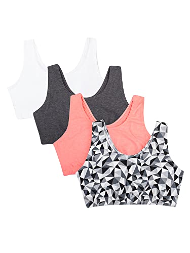 Fruit Of The Loom Women's Built Up Tank Style Sports Bra Value Pack, Kaleidescope/Charcoal Heather/Punchy Peach/White, 48 #TOP7