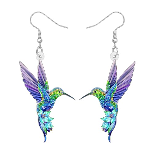 LONYOO Acryl Niedlich Fliegenden Kolibri Ohrringe Baumeln Schmuck Vogel Frühling Geschenke für Frauen Mädchen Charms (Lila) LONYOO Acryl Niedlich Fliegenden Kolibri Ohrringe Baumeln Schmuck Vogel Frühling Geschenke für Frauen Mädchen Charms (Lila)