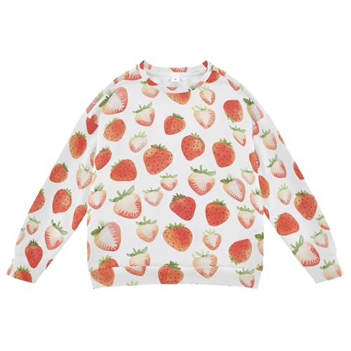 JUNZAN Cartoon Cute Strawberry Kids Girls Sweatshirt Hoodie Crewneck Outerwear for Kids Camping 4T