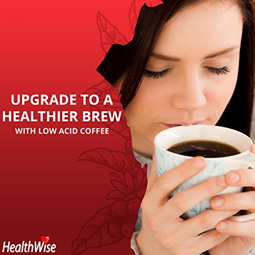 HealthWise Low Acid Organic Ground Coffee | 100% Colombian Swiss Water Decaf | Healthier Coffee for Sensitive Stomachs - Acid Reflux, Heartburn, Gastro Issues |Swiss Water Decaf | 12 oz. - 340 g