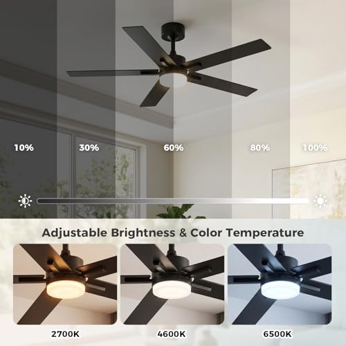 Image of Obabala Ceiling Fan with Light 60 Inch, DC Motor Ceiling Fan with Remote and APP Control, Dimmable LED Color Changing, Reversible Quiet Fan for Bedroom Living Room Indoor Outdoor, Modern