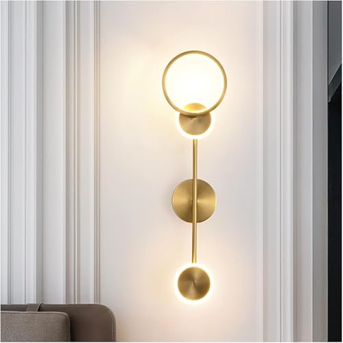 Image of Gold LED Wall Sconce Light, Luxury Circle Ring Design Wall Lamp,Indoor Decorative Light Fixture for Living Room, Bedroom, Hallway, Energy Efficient, Wall Mounted Lighting Fixture