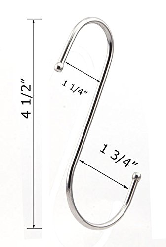 Ruiling 15-Pack Premium 4.5 Inch Heavy Duty Stainless Steel S Hooks - S Shaped Hook - Hanger Hooks - Ideal For Hanging Pots And Pans, Plants, Utensils, Towels Etc. #TOP1