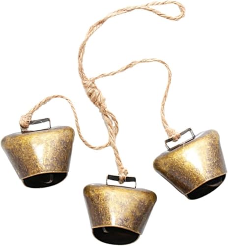 クリスマスツリー ジングルベル - 装飾用カウベルカウベルクリスマスヴィンテージレトロカウベル麻ひもベルクリエイティブホーム壁掛けクリスマスベル - 合金の室内装飾、ひも付き、バー、クリスマスツリー、お祝い、家用の壁掛け。