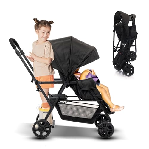 Double Stroller,Sit-Stand Lightweight Travel Folding Stroller for...