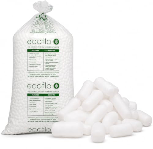 RFE EcoFlo Biodegradable Packing Peanuts - Protective Postal Mailing Packaging Packing Void Loose Fill Filler Filling Supplies (15 Cubic Feet)