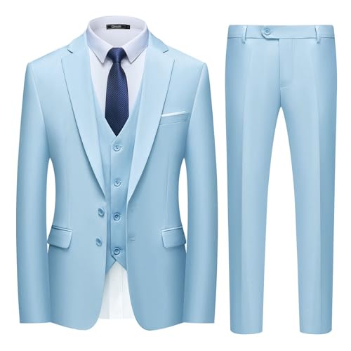 Mens Suit Slim Fit Single Breasted Suit with Vest & Pants 3 Pieces Wedding Guest Outfit Blazer Formal Business Suits for Men2