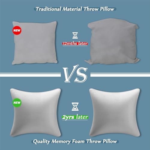 Image of AM AEROMAX 22 x22 Pillow Insert (Pack of 2) Memory Foam Throw Pillow Insert Sham Square for Decorative Cushion Bed Couch Sofa Without Deform After Longtime Use(Grey)