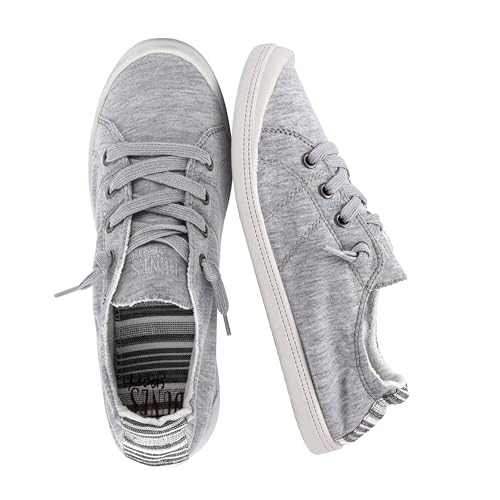 Dunes Reesa Canvas Slip On Shoes for Women – Everyday Comfort Womens Casual Sneakers, Gray 8