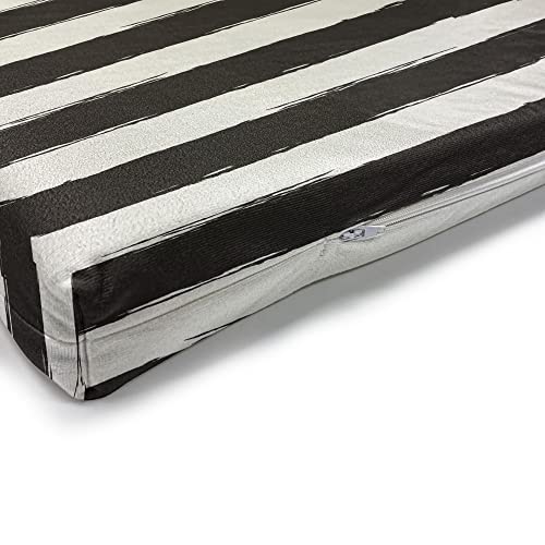 Lunarable Striped Bench Pad, Watercolor Style Brush Stroke Effect Horizontal Stripes Pattern Monochrome Design, Standard Size Hr Foam Cushion With Decorative Fabric Cover, 45" X 15" X 2", Charcoal #TOP4