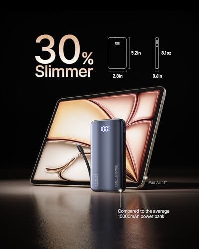 INIU Portable Charger, Ultra Small 45W Fast Charging Power Bank with Built-in AC Wall Plug, 10000mAh GaN 3-in-1 Battery Pack for Flight-Safe Travel, for iPhone 17 16, Samsung S26, iPad etc, Black - Image 3