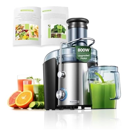 Juicer Machines, FOHERE 1000W Juicer Whole Fruit and Vegetables, Quick Juicing Easy to Clean, 75MM Large Feed Chute, Dual Speed Setting and Non-Slip Feet, Silver