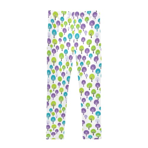 Simple Cute Colorful Trees Girls Leggings Soft Comfortable Athletic Leggings Dancing Pants for 4-10 Years2