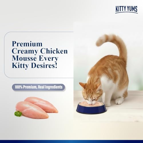 Image of Kitty Yums Adult Cat Wet Mousse 80g | Chicken | Rich in Protein | Promotes Hydration & Easy to Digest | Grain Free | No Artificial Flavours | Packed with Essential Vitamins & Antioxidants