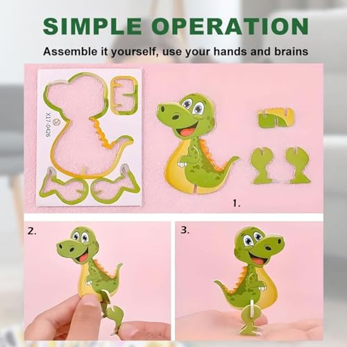 Lovyan 100PCS Educational 3D Cartoon Puzzle for Kids - Insects, Dinosaurs, Animals, Vehicles Themed 3D DIY Cardboards for Boys & Girls Gift Party Supplies by Lovyan - Image 2